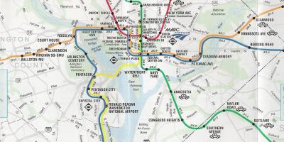 Washington dc map with metro stops