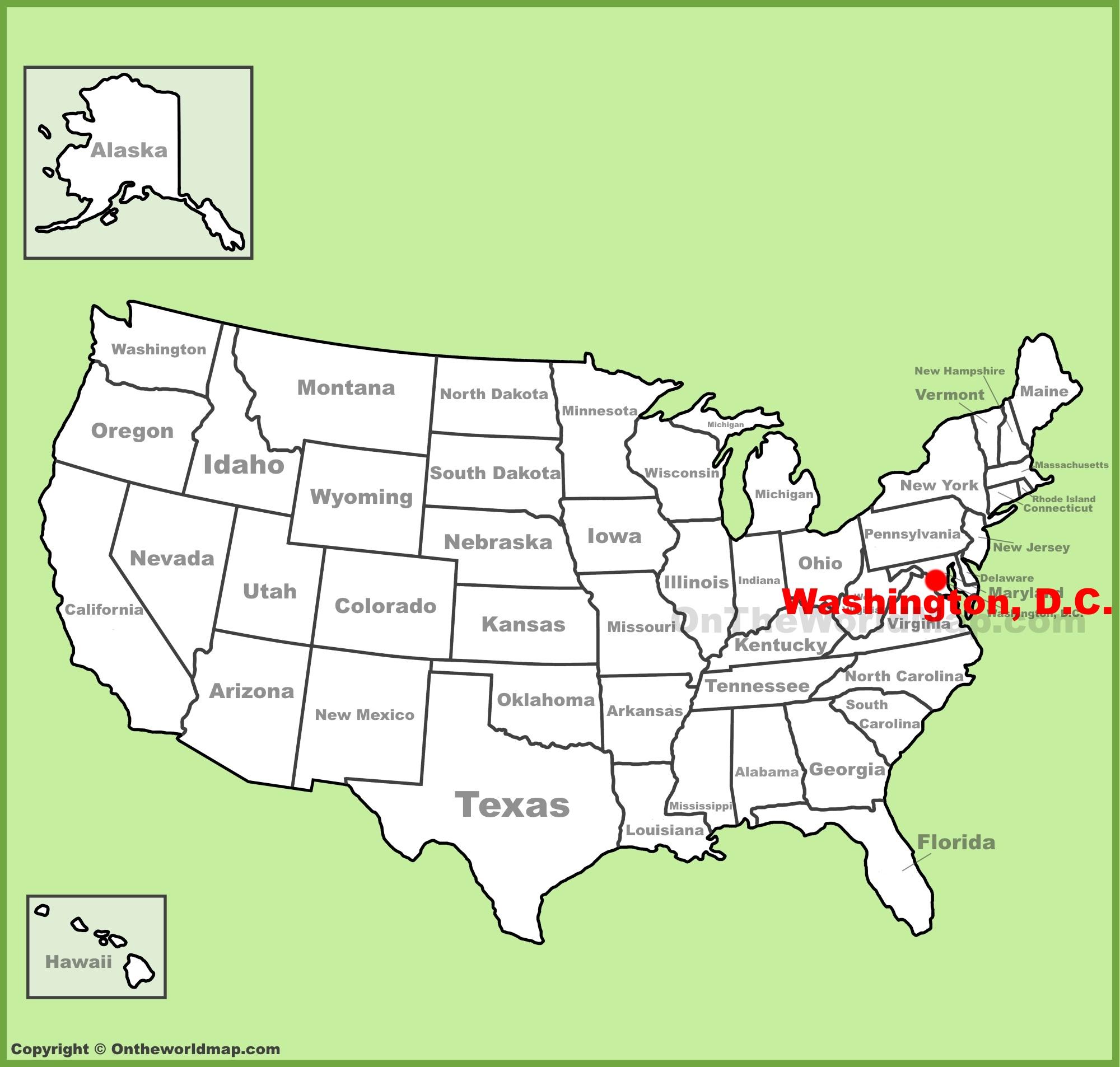 Washington dc location on us map - Simple map of washington dc (District of Columbia - USA)