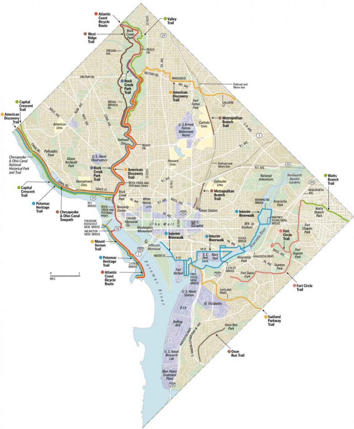 washington dc bike trails map