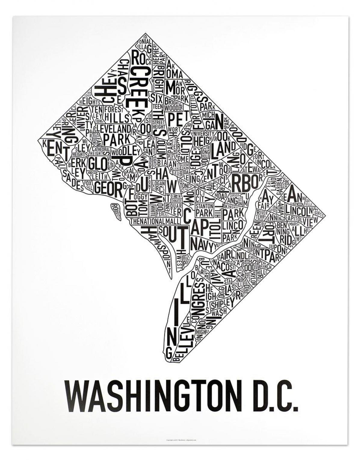 dc neighborhood map poster