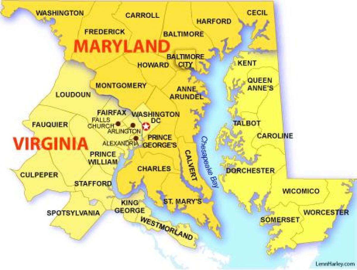 Dc maryland virginia map - Map of maryland virginia and washington dc ...