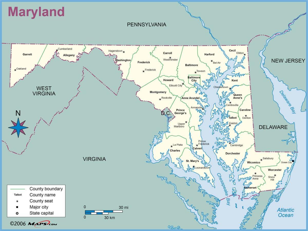 Map of maryland and dc - Maryland dc map (District of Columbia - USA)