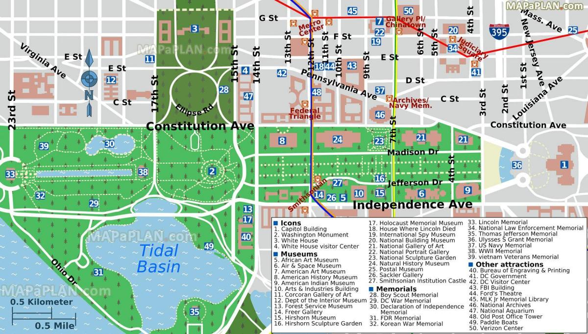 map of washington dc mall and museums