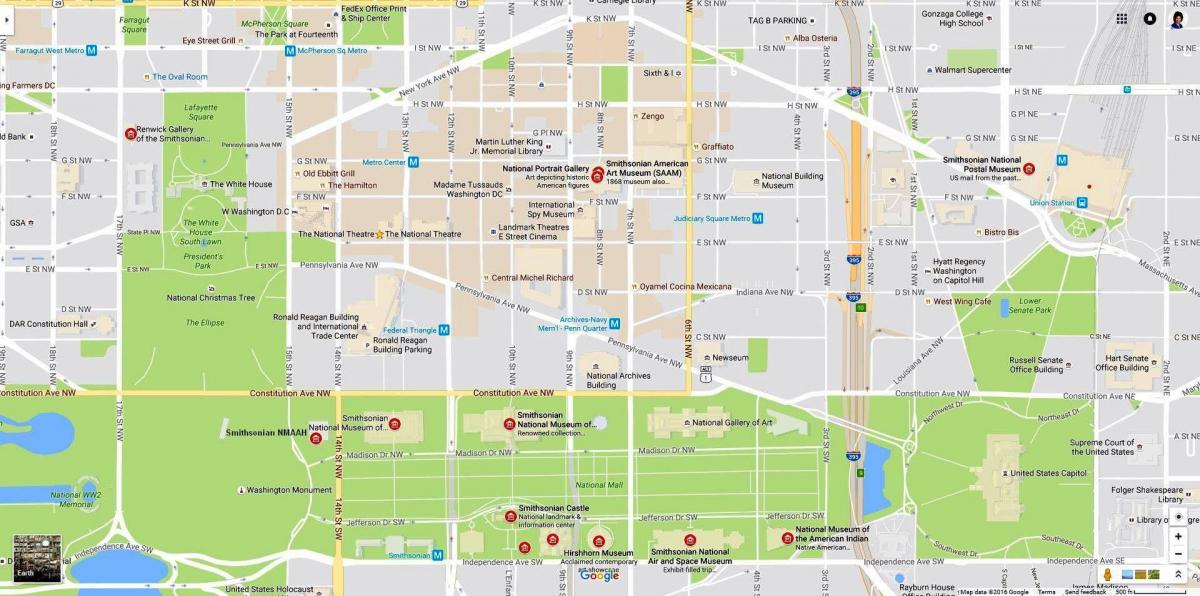 map of national mall and museums