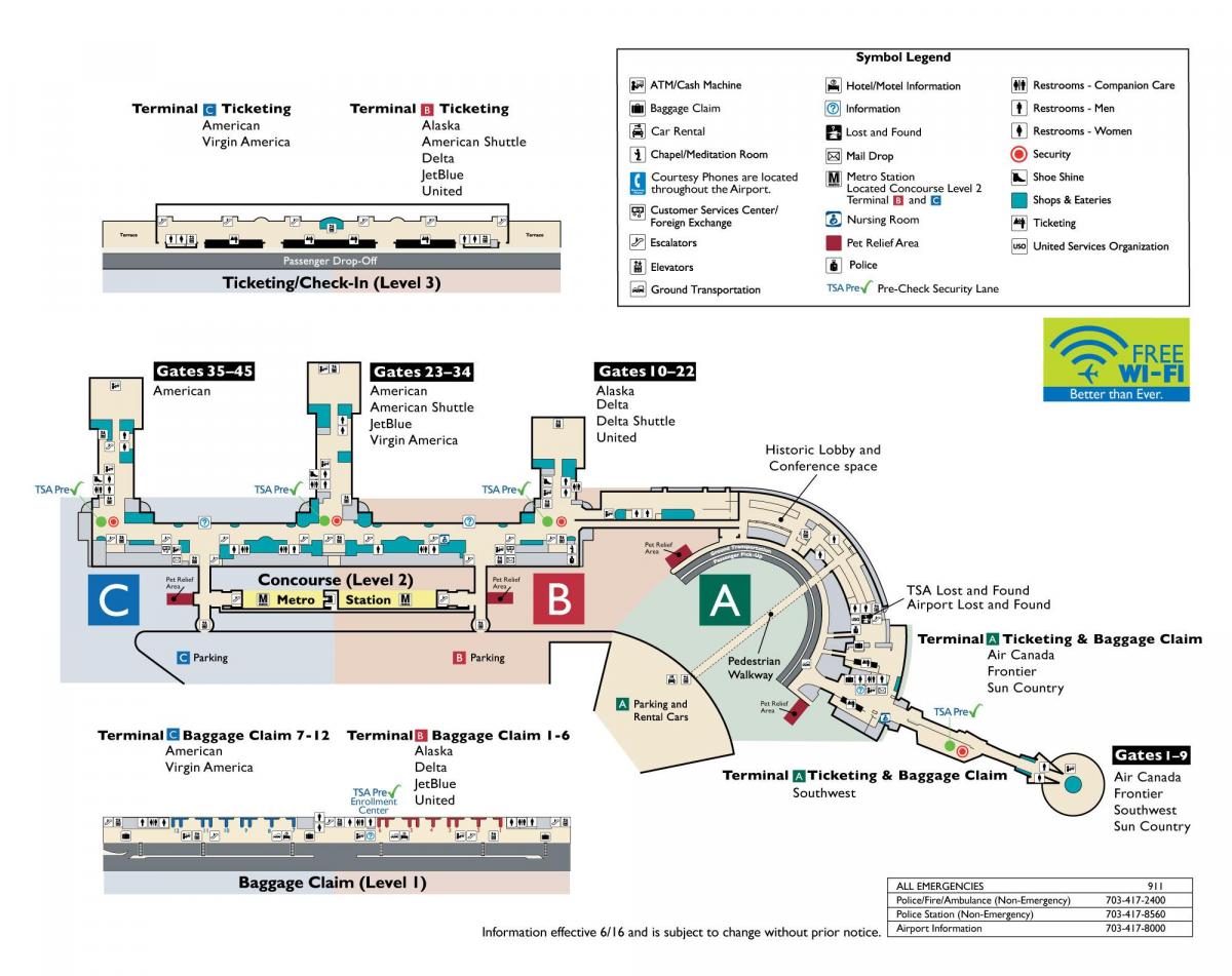dc reagan airport map