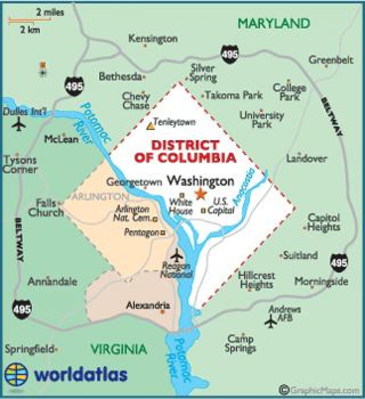 washington dc and washington state map